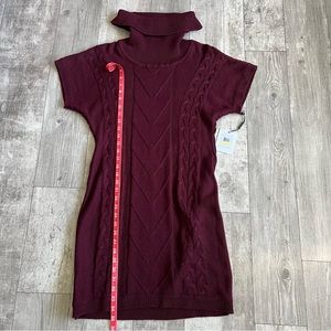 Calvin Klein Women's Red Wine  Size M Cable Knit Sweater Dress with Cowl Neck
